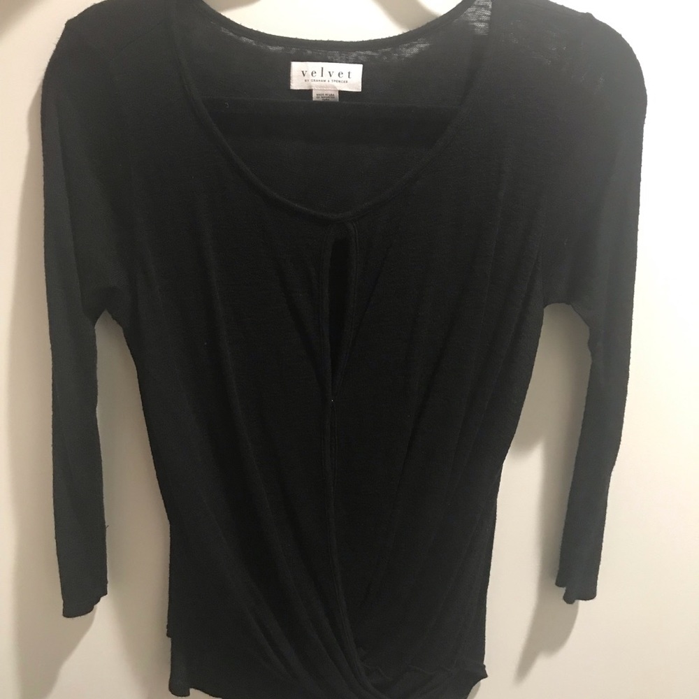 Velvet • Black, Flowy Long Sleeve • Size S